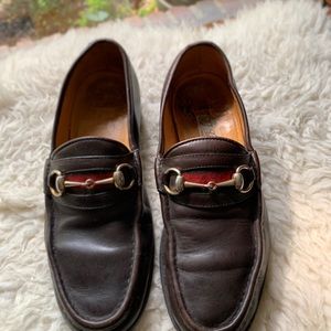 Gucci Horse Buckle Brown Leather Loafer Shoes